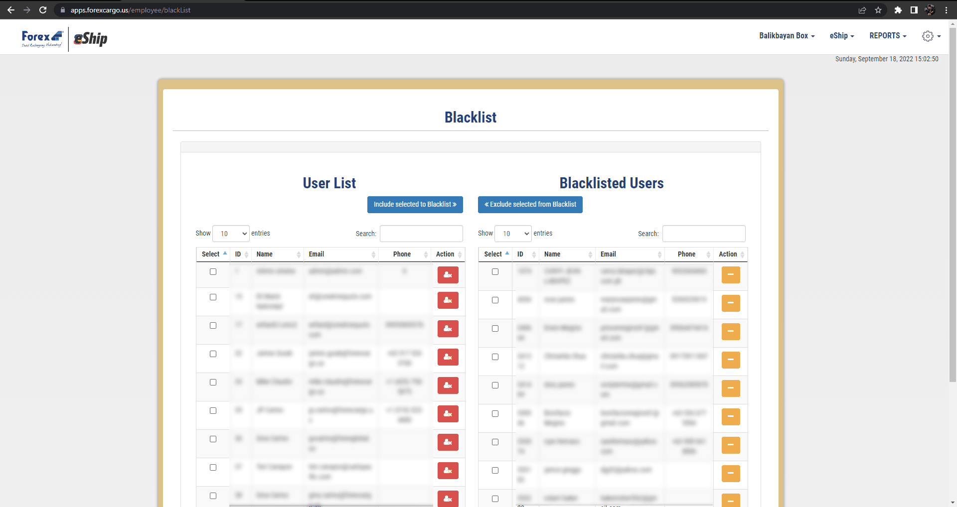 Blacklist Customer